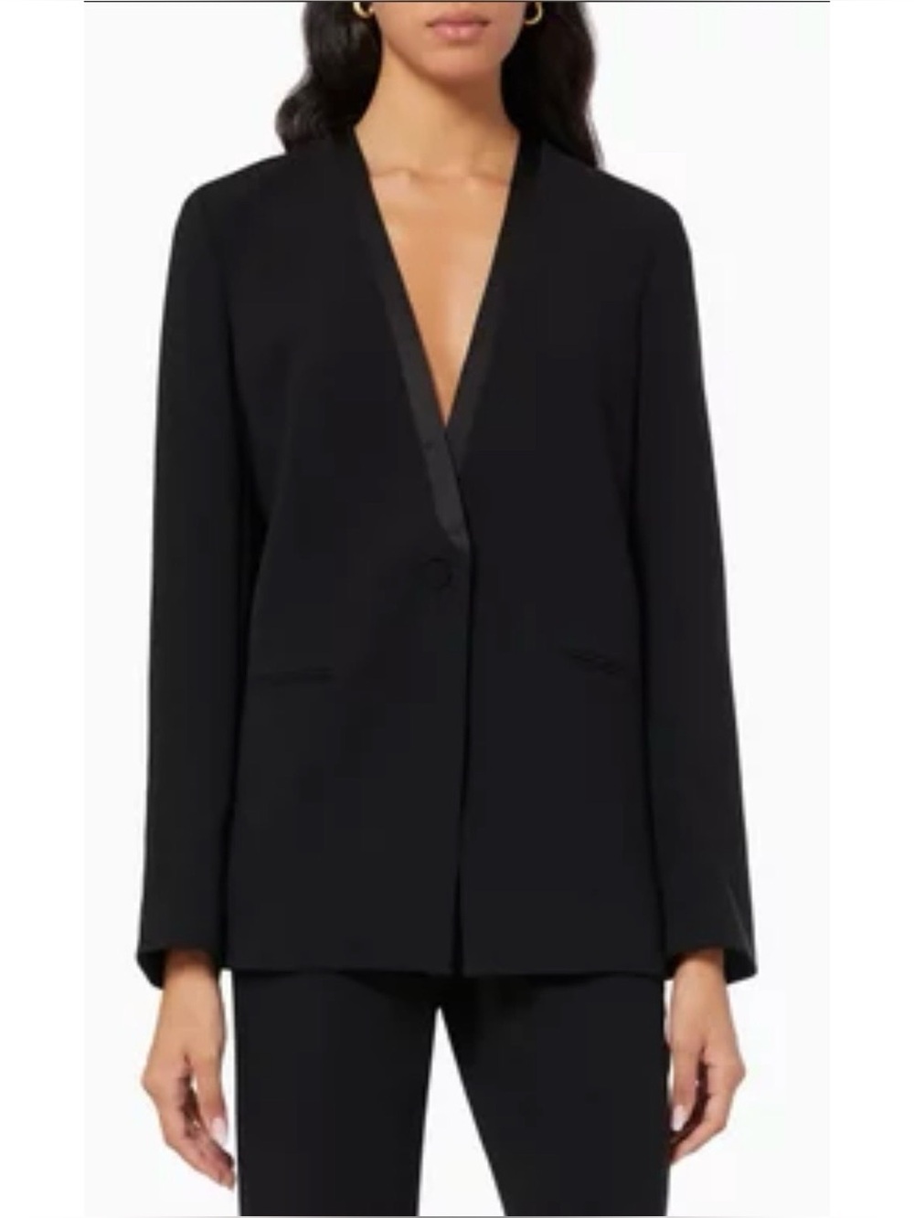 Theory Collarless Tuxedo Crepe Black Blazer 12
